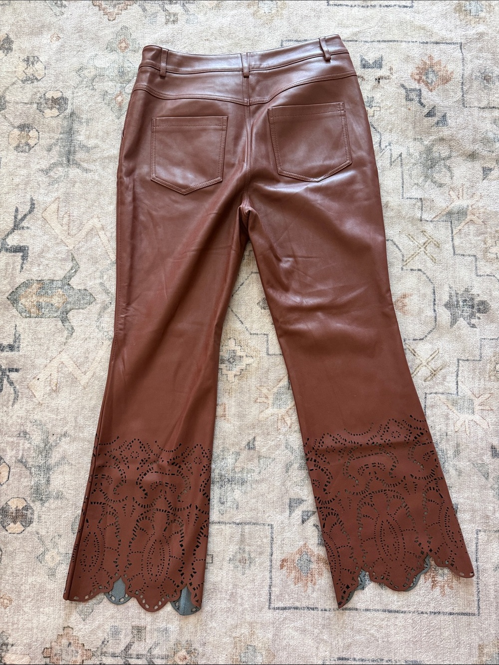 Anthropologie Faux Leather Laser Cut Pants - Picture 4 of 4
